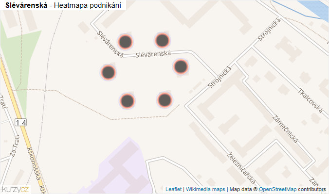 Mapa Slévárenská - Firmy v ulici.