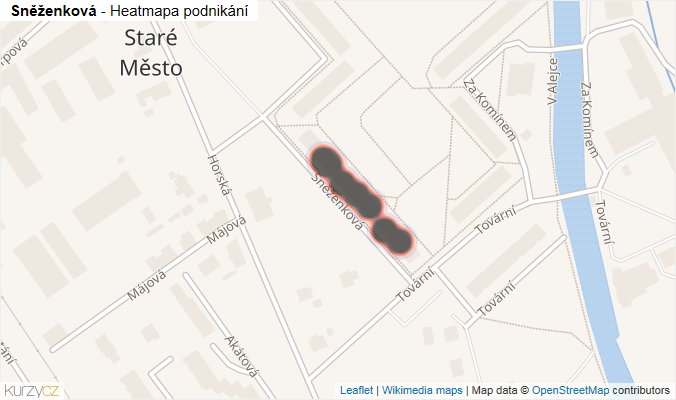 Mapa Sněženková - Firmy v ulici.