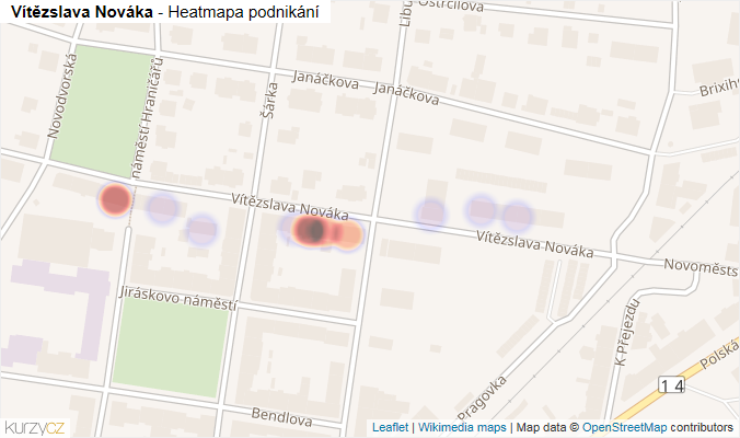 Mapa Vítězslava Nováka - Firmy v ulici.