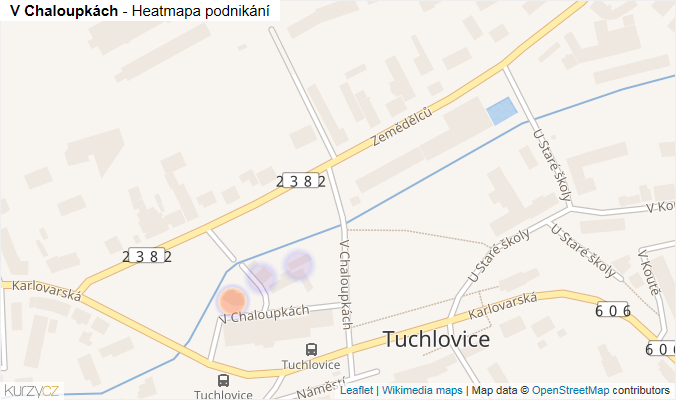 Mapa V Chaloupkách - Firmy v ulici.