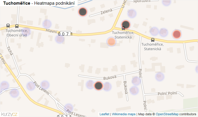 Mapa Tuchoměřice - Firmy v obci.