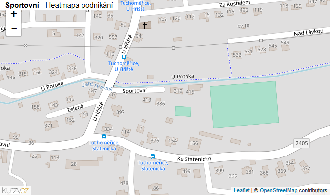 Mapa Sportovní - Firmy v ulici.