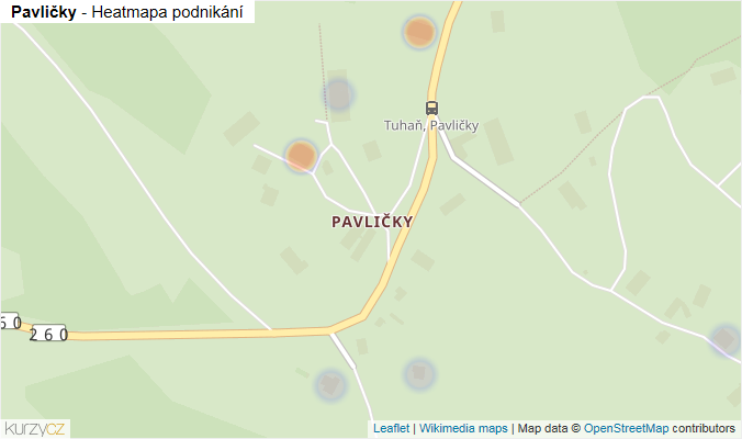 Mapa Pavličky - Firmy v části obce.