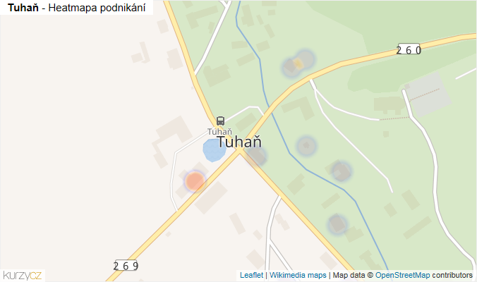 Mapa Tuhaň - Firmy v části obce.