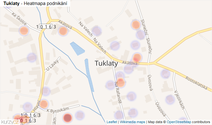 Mapa Tuklaty - Firmy v části obce.