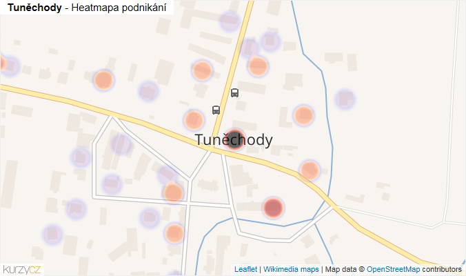 Mapa Tuněchody - Firmy v části obce.