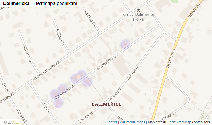 Mapa Daliměřická - Firmy v ulici.