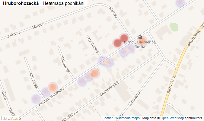 Mapa Hruborohozecká - Firmy v ulici.