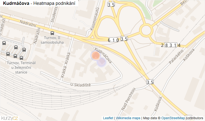 Mapa Kudrnáčova - Firmy v ulici.