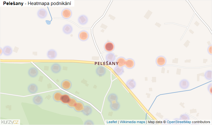 Mapa Pelešany - Firmy v části obce.