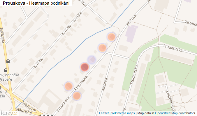 Mapa Prouskova - Firmy v ulici.