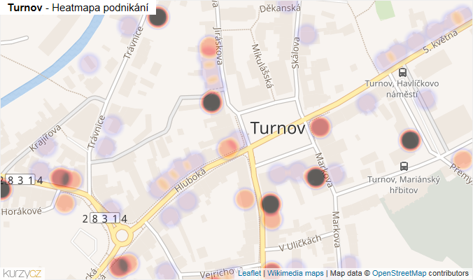 Mapa Turnov - Firmy v části obce.
