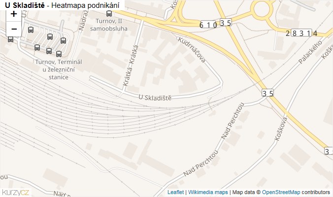 Mapa U Skladiště - Firmy v ulici.