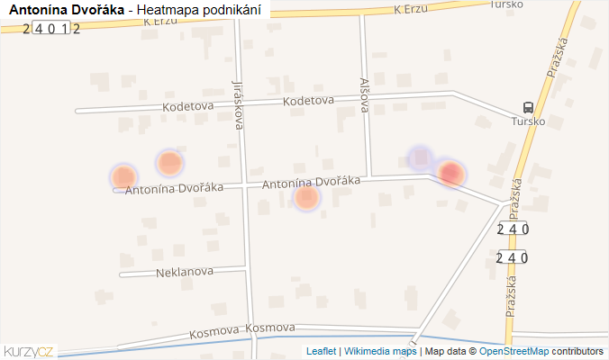 Mapa Antonína Dvořáka - Firmy v ulici.