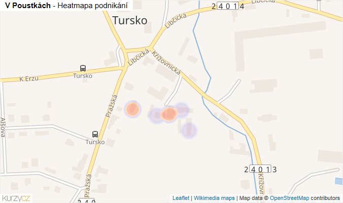 Mapa V Poustkách - Firmy v ulici.