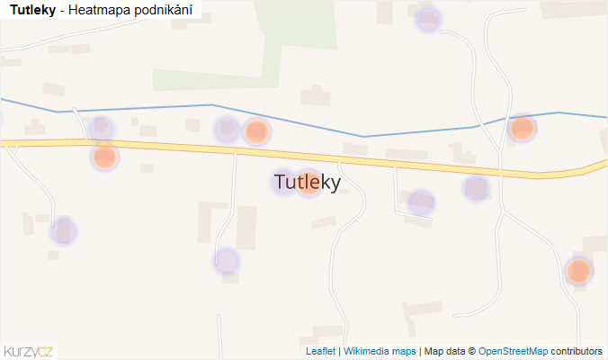 Mapa Tutleky - Firmy v části obce.