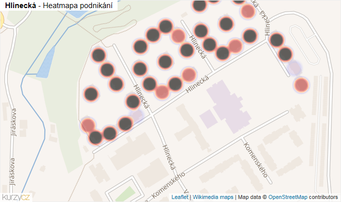 Mapa Hlinecká - Firmy v ulici.