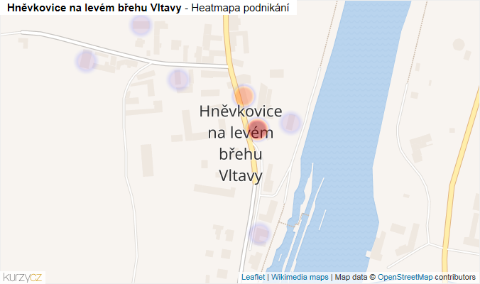 Mapa Hněvkovice na levém břehu Vltavy - Firmy v části obce.