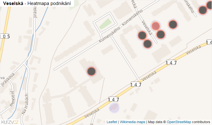 Mapa Veselská - Firmy v ulici.