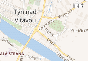 Vinařického náměstí v obci Týn nad Vltavou - mapa ulice