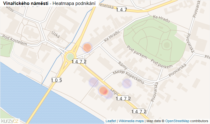 Mapa Vinařického náměstí - Firmy v ulici.