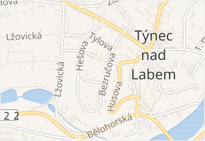 Bezručova v obci Týnec nad Labem - mapa ulice