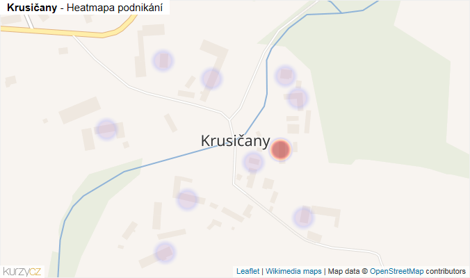 Mapa Krusičany - Firmy v části obce.