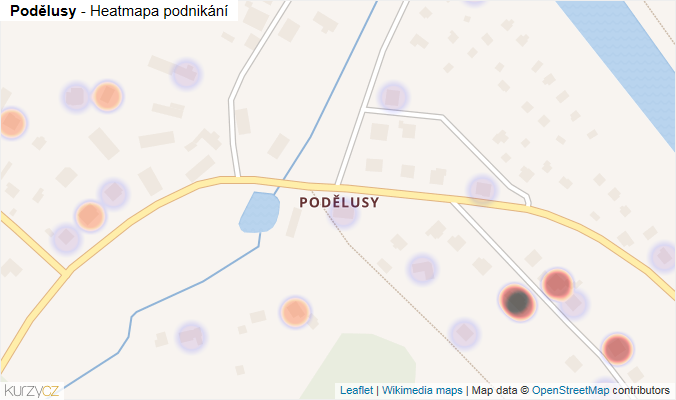 Mapa Podělusy - Firmy v části obce.