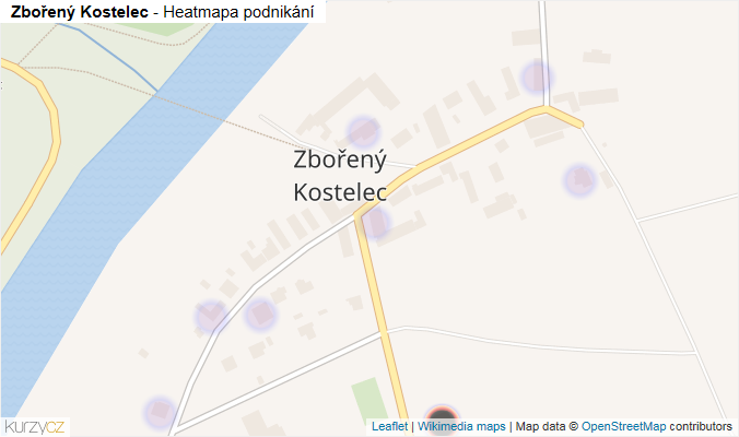 Mapa Zbořený Kostelec - Firmy v části obce.