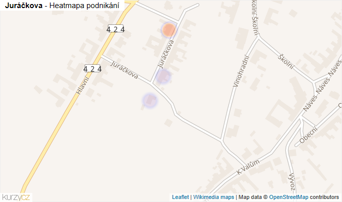 Mapa Juráčkova - Firmy v ulici.