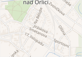 Jiráskova v obci Týniště nad Orlicí - mapa ulice