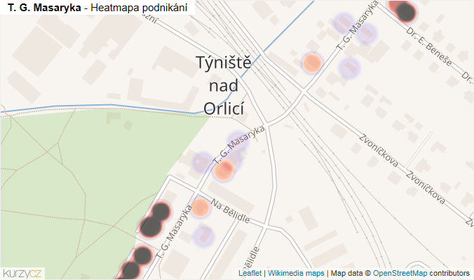 Mapa T. G. Masaryka - Firmy v ulici.