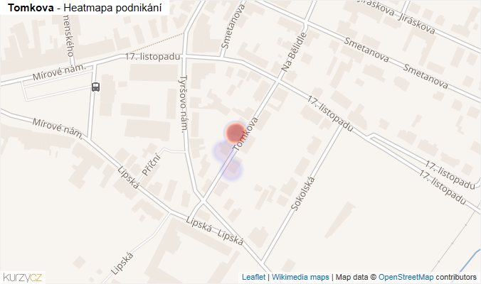 Mapa Tomkova - Firmy v ulici.