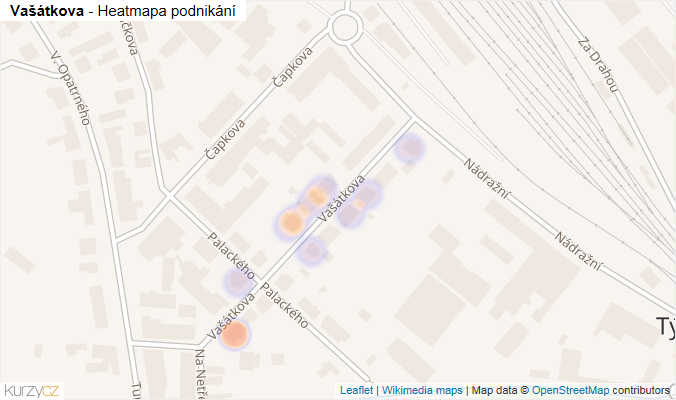 Mapa Vašátkova - Firmy v ulici.