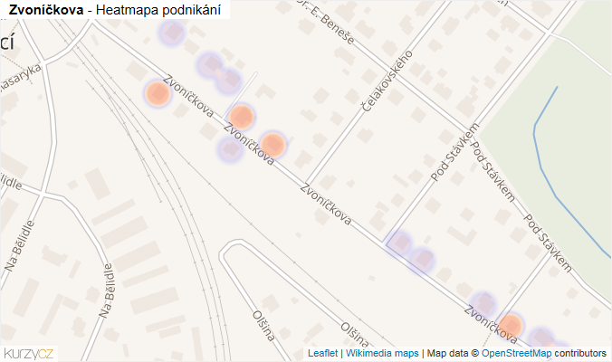 Mapa Zvoníčkova - Firmy v ulici.