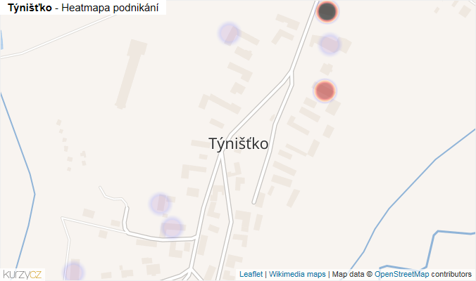 Mapa Týnišťko - Firmy v části obce.