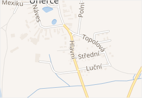 Náves v obci Úherce - mapa ulice