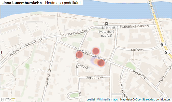 Mapa Jana Lucemburského - Firmy v ulici.