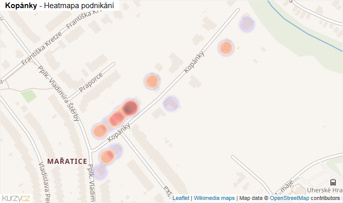Mapa Kopánky - Firmy v ulici.