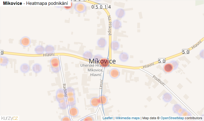 Mapa Míkovice - Firmy v části obce.
