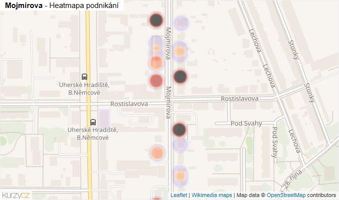 Mapa Mojmírova - Firmy v ulici.
