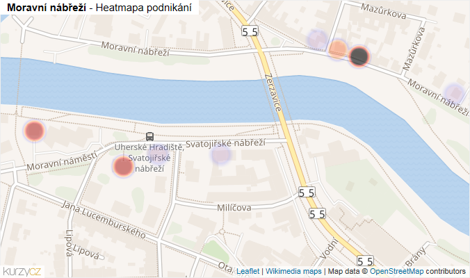Mapa Moravní nábřeží - Firmy v ulici.