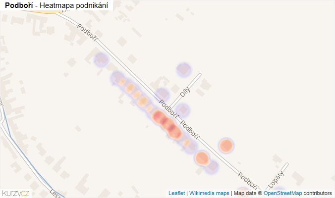 Mapa Podboří - Firmy v ulici.