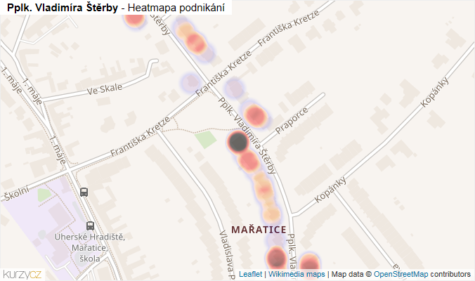 Mapa Pplk. Vladimíra Štěrby - Firmy v ulici.