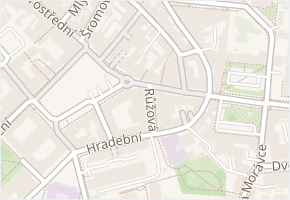 Růžová v obci Uherské Hradiště - mapa ulice