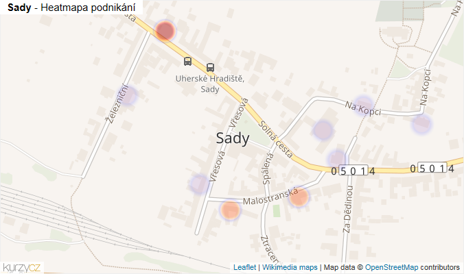 Mapa Sady - Firmy v části obce.