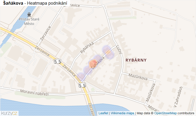 Mapa Šaňákova - Firmy v ulici.
