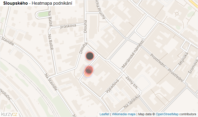Mapa Sloupského - Firmy v ulici.