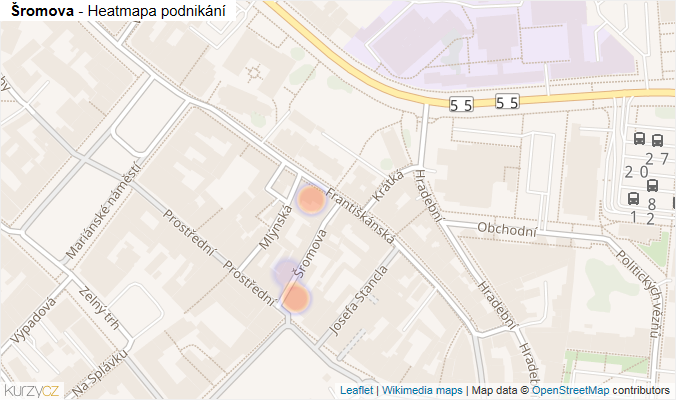 Mapa Šromova - Firmy v ulici.