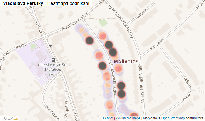 Mapa Vladislava Perutky - Firmy v ulici.